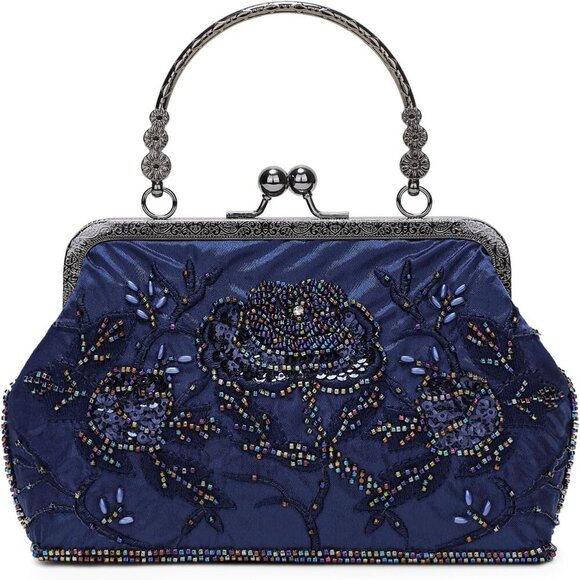 1920s Vintage Clutch Purse Beaded Evening Bag for Women Formal Bridal Sequin Han - Picture 1 of 7